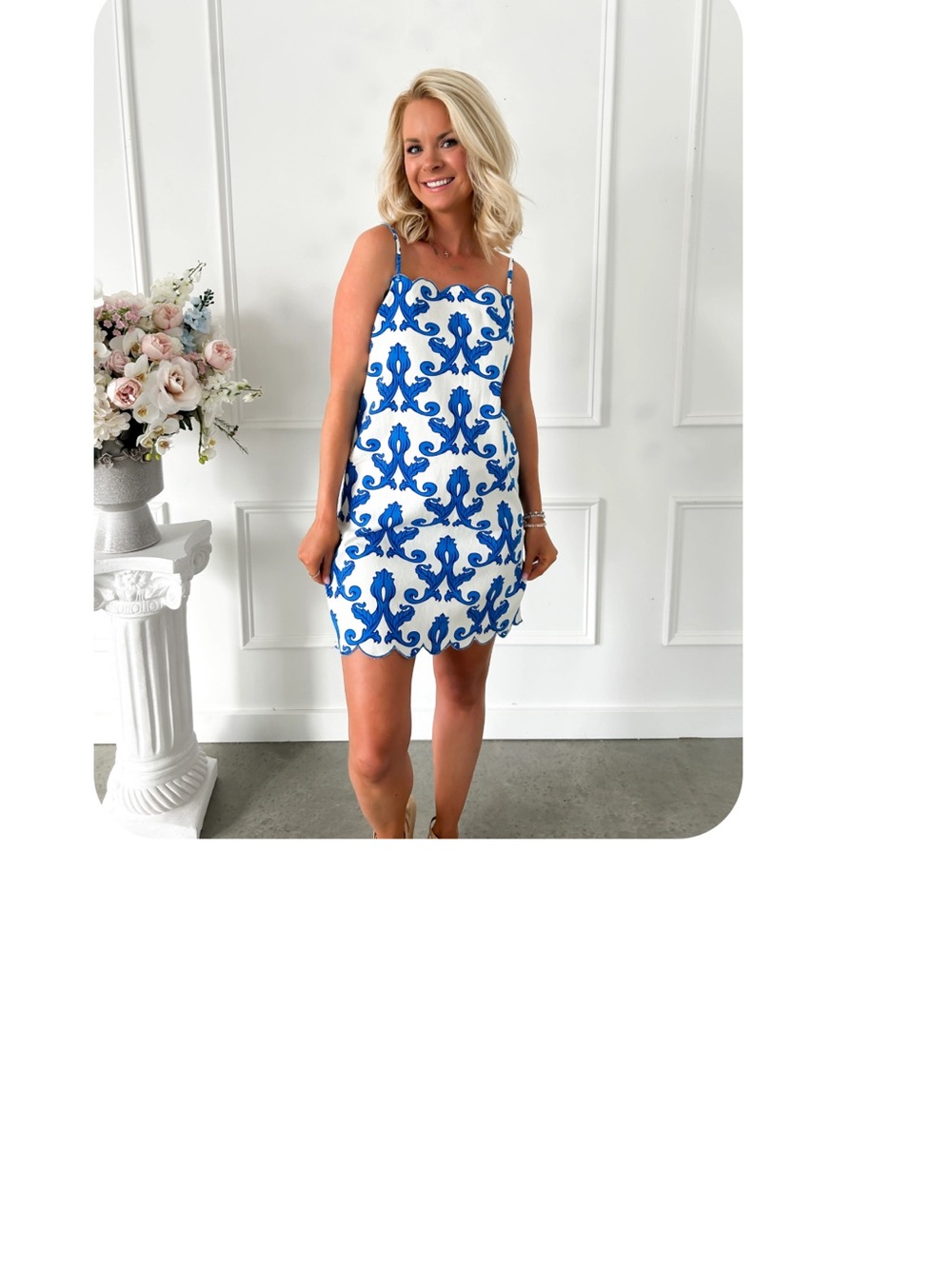 NEW, Flying Tomato Blue & White Patterned Dress